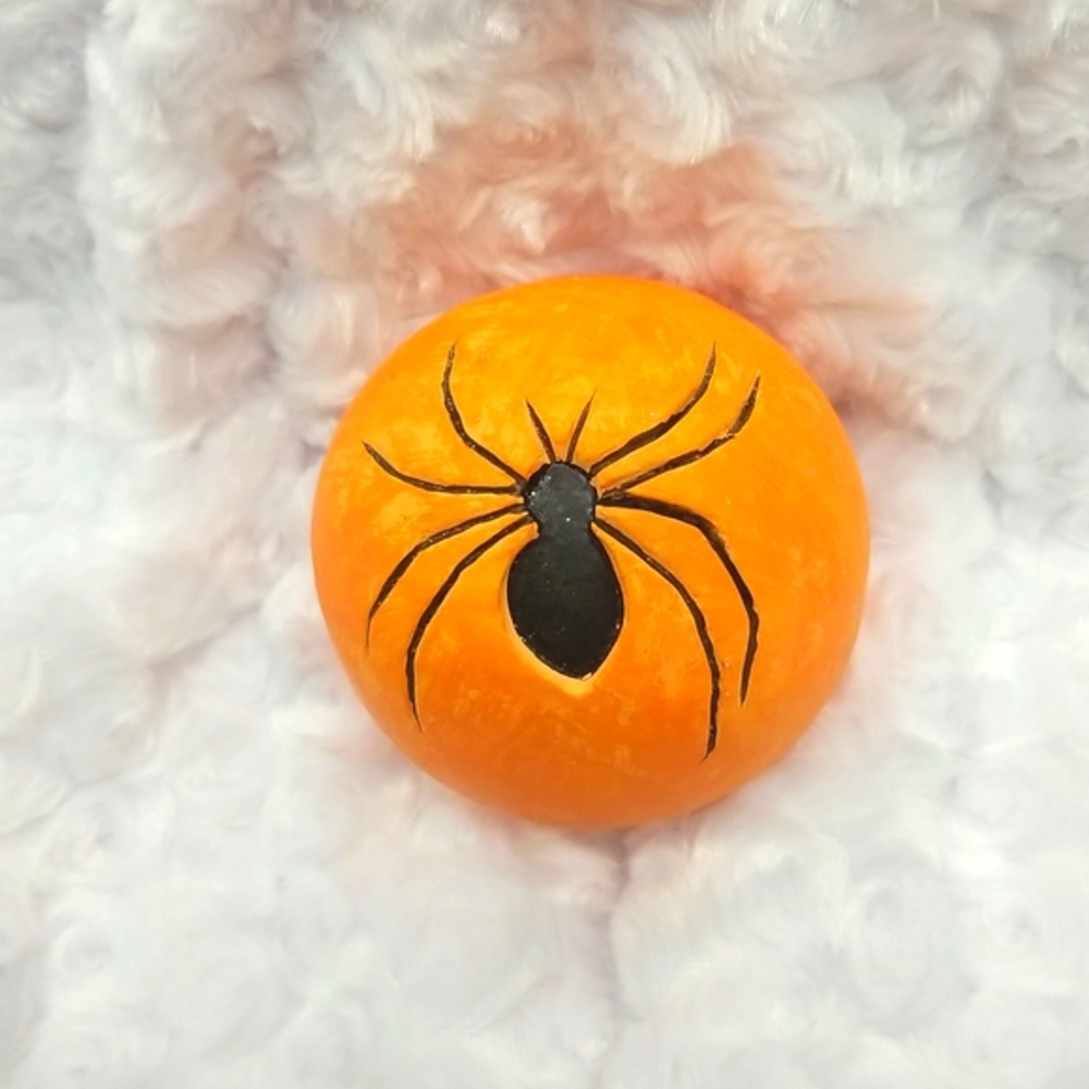 6 Vintage Halloween Decorative Orange & Black Orb Sphere Ball Bowl Filler - Picture 3 of 14